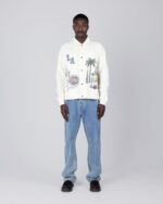 All Over LA Fleece Coaches Jacket Bone streetwear look