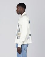All Over LA Fleece Coaches Jacket Bone side view