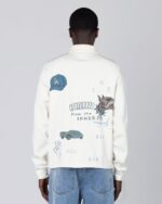 All Over LA Fleece Coaches Jacket Bone graphic detail