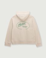 Better At Minding My Own Hoodie Taupe back branding