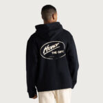 Better At Minding My Own Hoodie Black side view on model