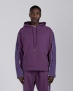 Denim Panel Hoodie Purple side denim panel