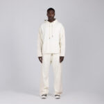Denim Panel Hoodie Bone streetwear look
