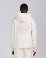 Denim Panel Hoodie Bone denim side panel detail