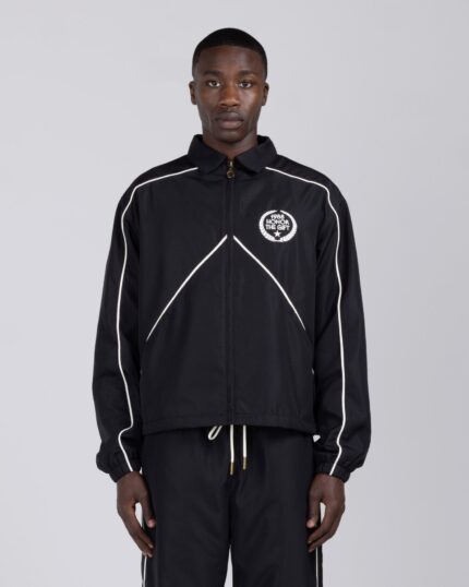 Honeycomb Ripstop Track Jacket Black worn by model