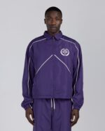 Honeycomb Ripstop Track Jacket Purple worn by model