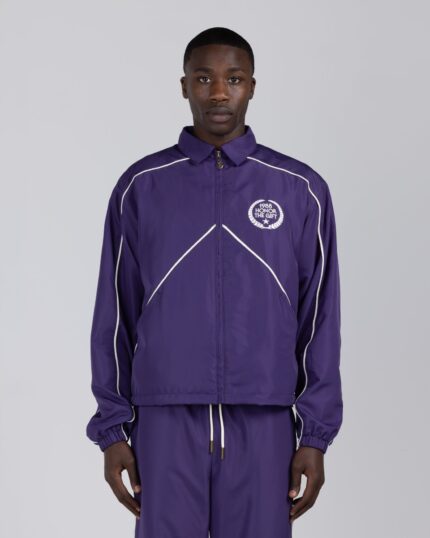Honeycomb Ripstop Track Jacket Purple worn by model