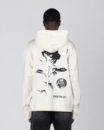 Fallen Rose Hoodie Bone graphic detail
