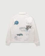 All Over LA Fleece Coaches Jacket Bone back print