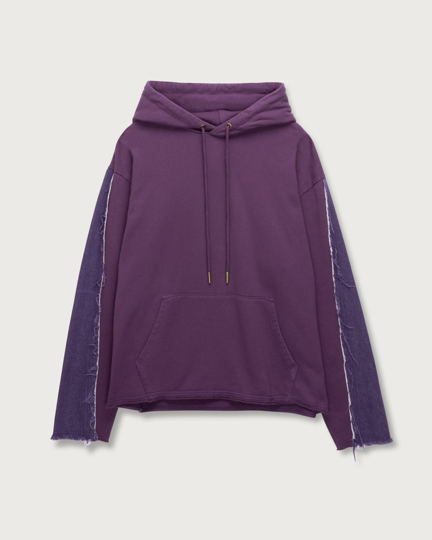 Denim Panel Hoodie - Purple Denim Panel Hoodie Purple front view