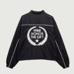 Honeycomb Ripstop Track Jacket Black back laurel embroidery