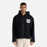 Running Shit Since 1988 Zip Hoodie Black worn by model