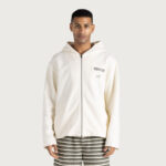 Running Shit Since 1988 Zip Hoodie White worn by model