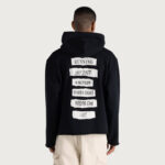 Running Shit Since 1988 Zip Hoodie Black side view on model