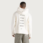 Running Shit Since 1988 Zip Hoodie White side view on model