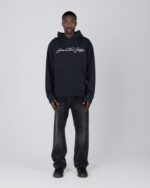 Script Hoodie Black logo detail