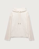 Denim Panel Hoodie Bone front view
