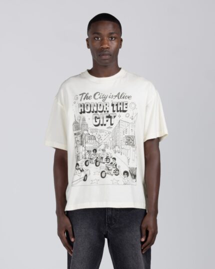 The City Is Alive Tee Bone worn by model