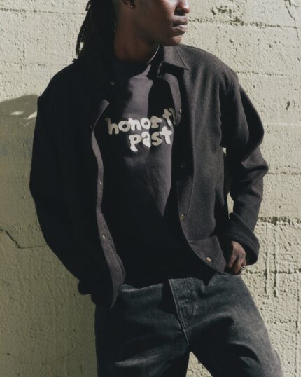 Honor The Past Tee Black worn by model