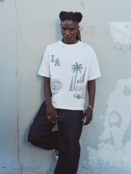 All Over Los Angeles Tee Bone worn by model