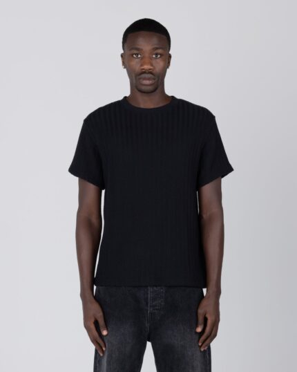 Cable Knit Tee Black worn by model