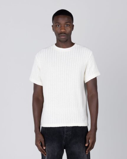 Cable Knit Tee Bone worn by model