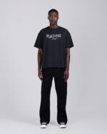 Fallen Rose Tee Black worn by model