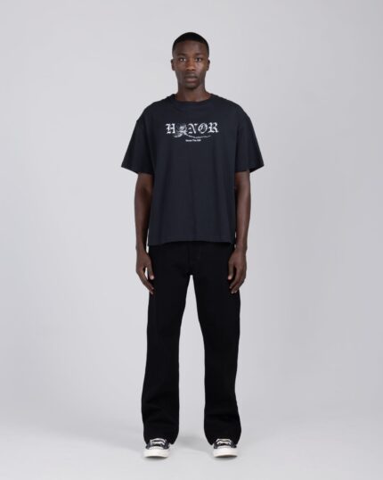 Fallen Rose Tee Black worn by model