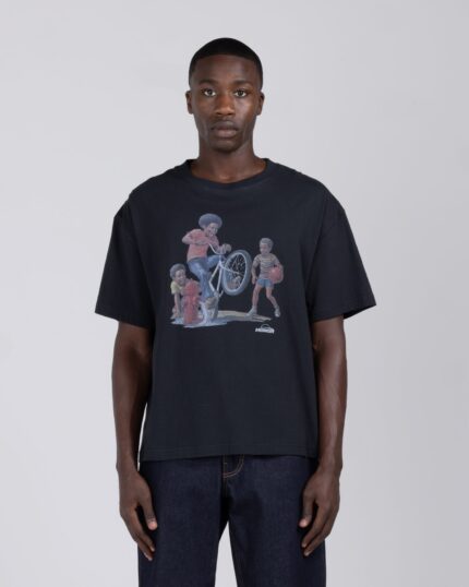 Life Outside Tee Black worn by model