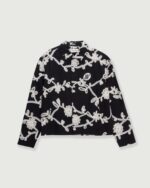 Floral Ribbon Button Up Black pattern detail