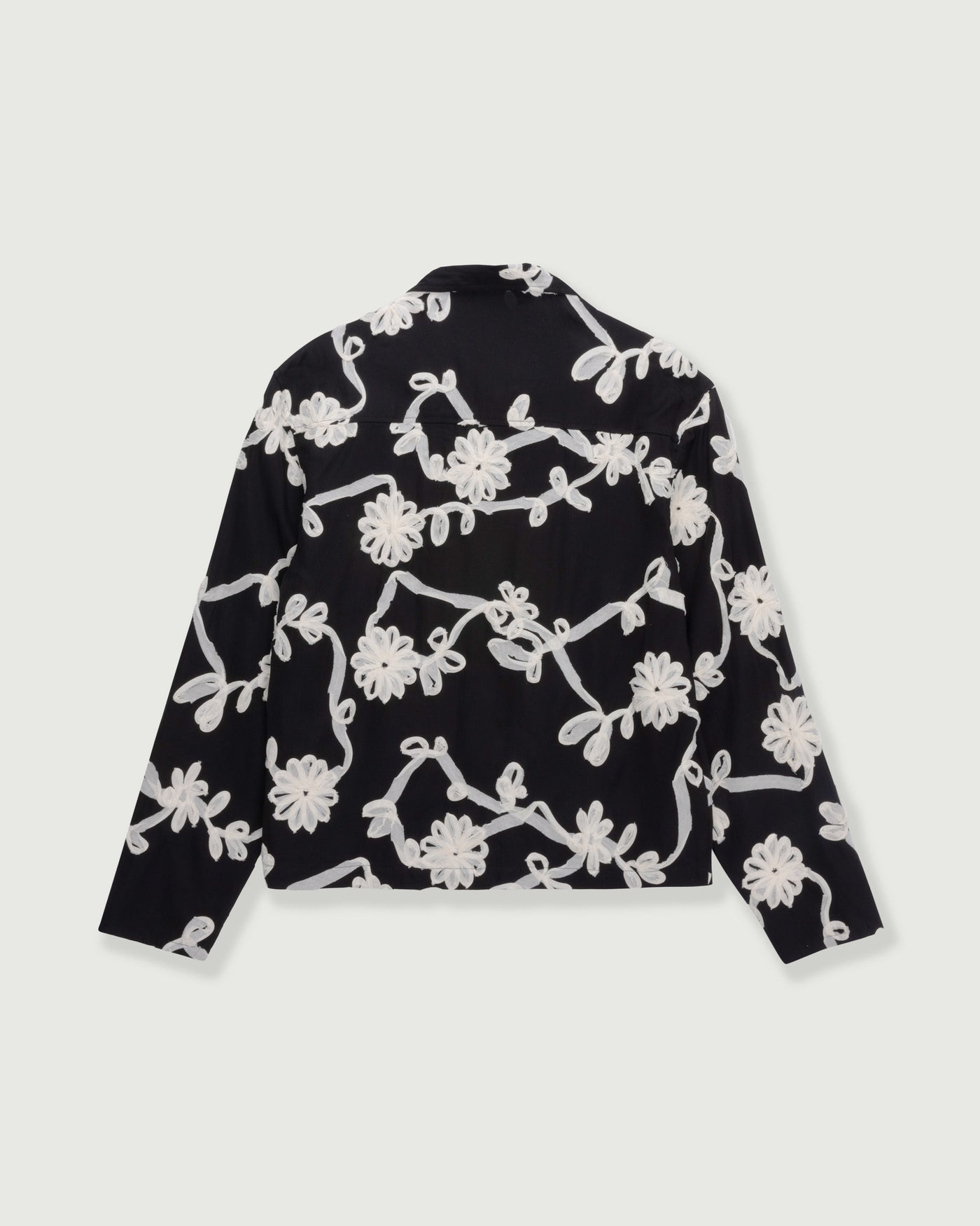 Floral Ribbon Button Up - Black Floral Ribbon Button Up Black front view