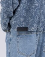 Floral Utility Jacket Light Indigo jacquard detail