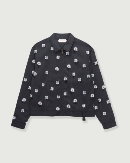 Flowers Beaded Jacket Black front view