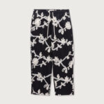 Floral Ribbon Ankle Pant Black front view