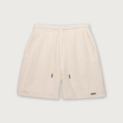 Rib Knit Drawcord 7 inch Shorts Bone front view