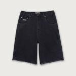 Frayed Edge 11 inch Denim Bermudas Black front view
