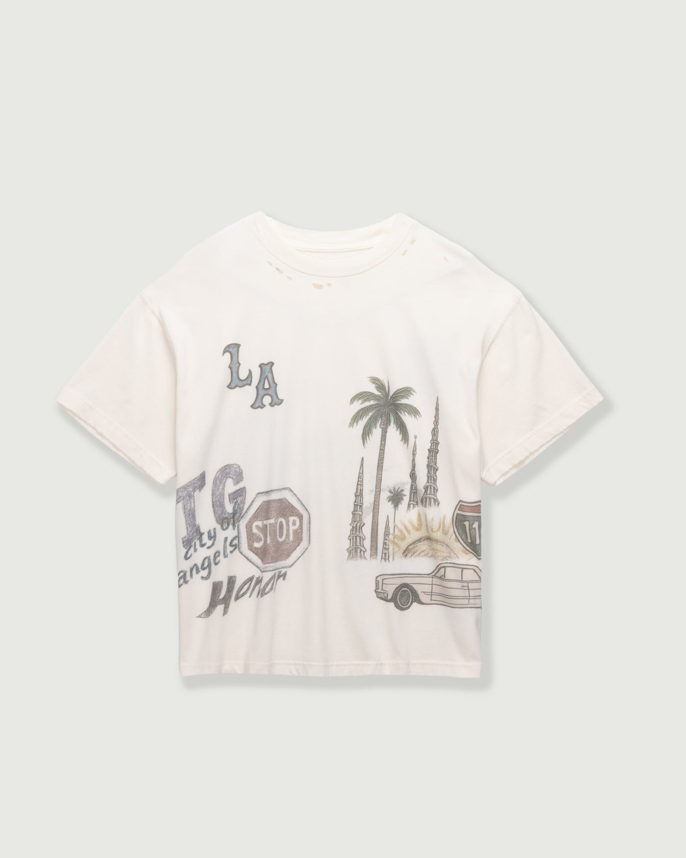 All Over Los Angeles Tee - Bone All Over Los Angeles Tee Bone front view
