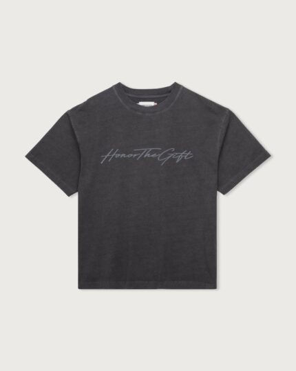 Script Tee Vintage Black front view