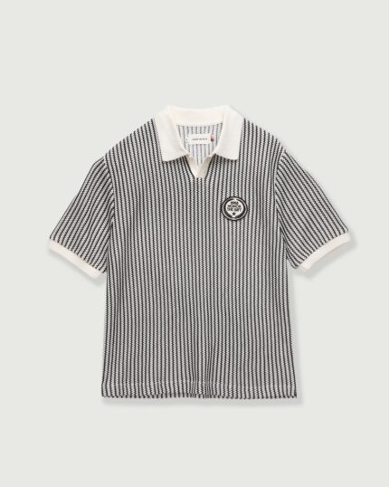 Striped Knit Polo Bone front view