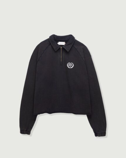 Vintage Terry Quarter Zip Vintage Black front view