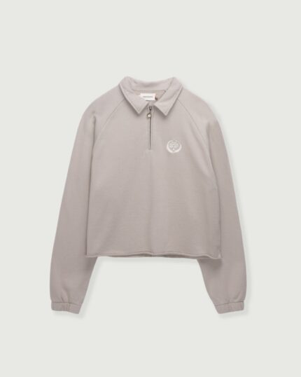Vintage Terry Quarter Zip Vintage Stone front view