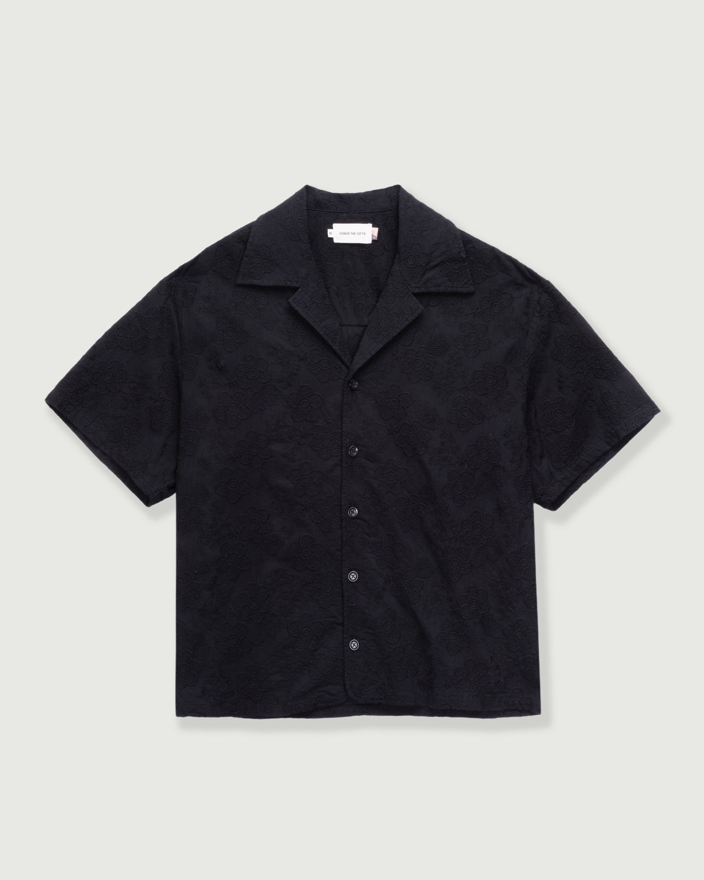Novelty Floral Camp Shirt - Black Novelty Floral Camp Shirt Black front view