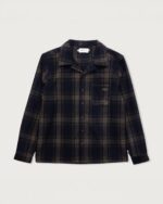 Plaid Flannel Overshirt Navy front view