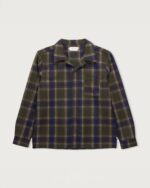 Plaid Flannel Overshirt Olive front view