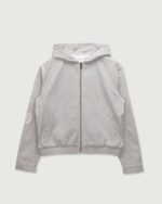 Twill Hooded Jacket Stone front view