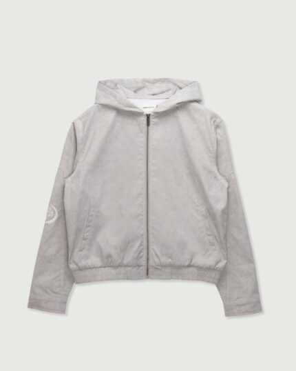 Twill Hooded Jacket Stone front view