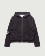 Twill Hooded Jacket Black front view