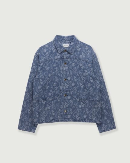 Floral Utility Jacket Light Indigo front view