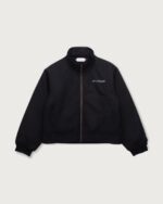 Script Puffer Jacket Black front view