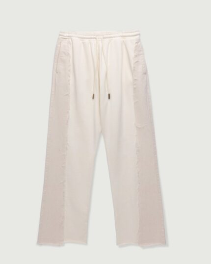 Denim Panel Flare Sweatpant Bone front view